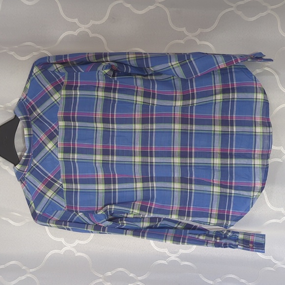 Sandra Ingrish Blue Plaid Button-Up Shirt - Picture 2 of 6